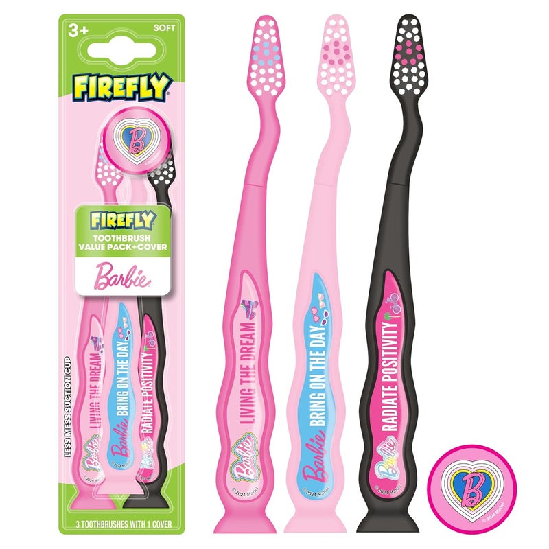 Firefly Barbie Toothbrush Value Pack, Soft Bristle Toothbrush for Kids 3+, 3 Ct - Image 1